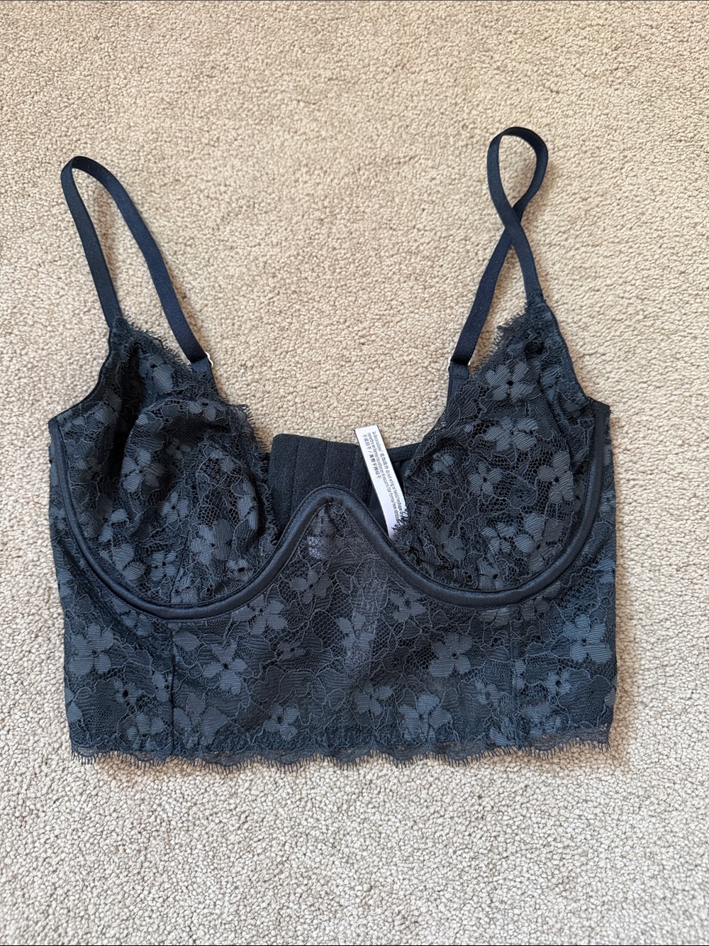 Victoria's Secret Black Lace Longline Underwire Bralette